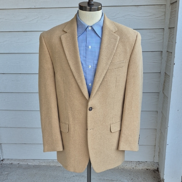RALPH LAUREN Tan Beige Weave Loro Piana CAMEL HAIR Mens 42 L Sport Coat